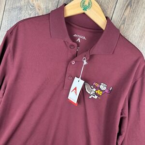 Antigua Mens Minnesota Golden Gophers Polo Shirt Maroon Goldy Gopher Small NEW